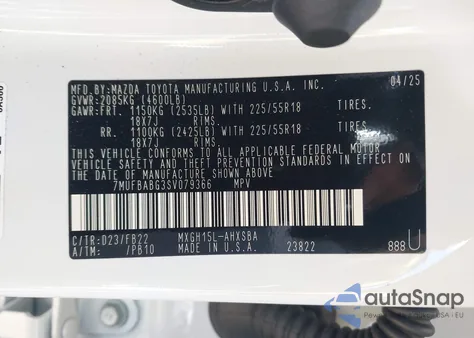 2025 Toyota Corolla Cross Hybrid Nightshade Edition from USA, damaged, VIN 7MUFBABG3SV079366